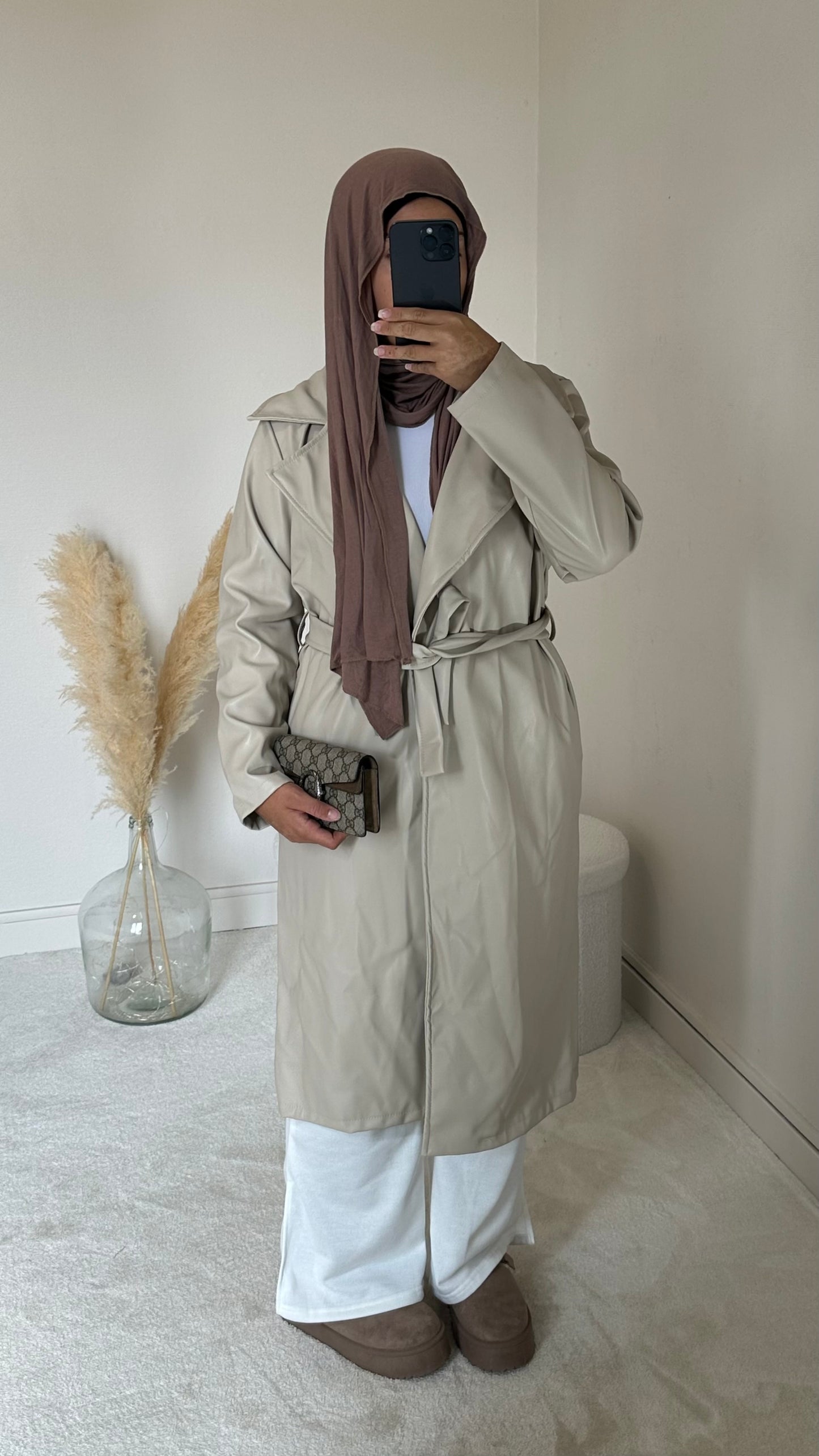 Trench simili cuir beige