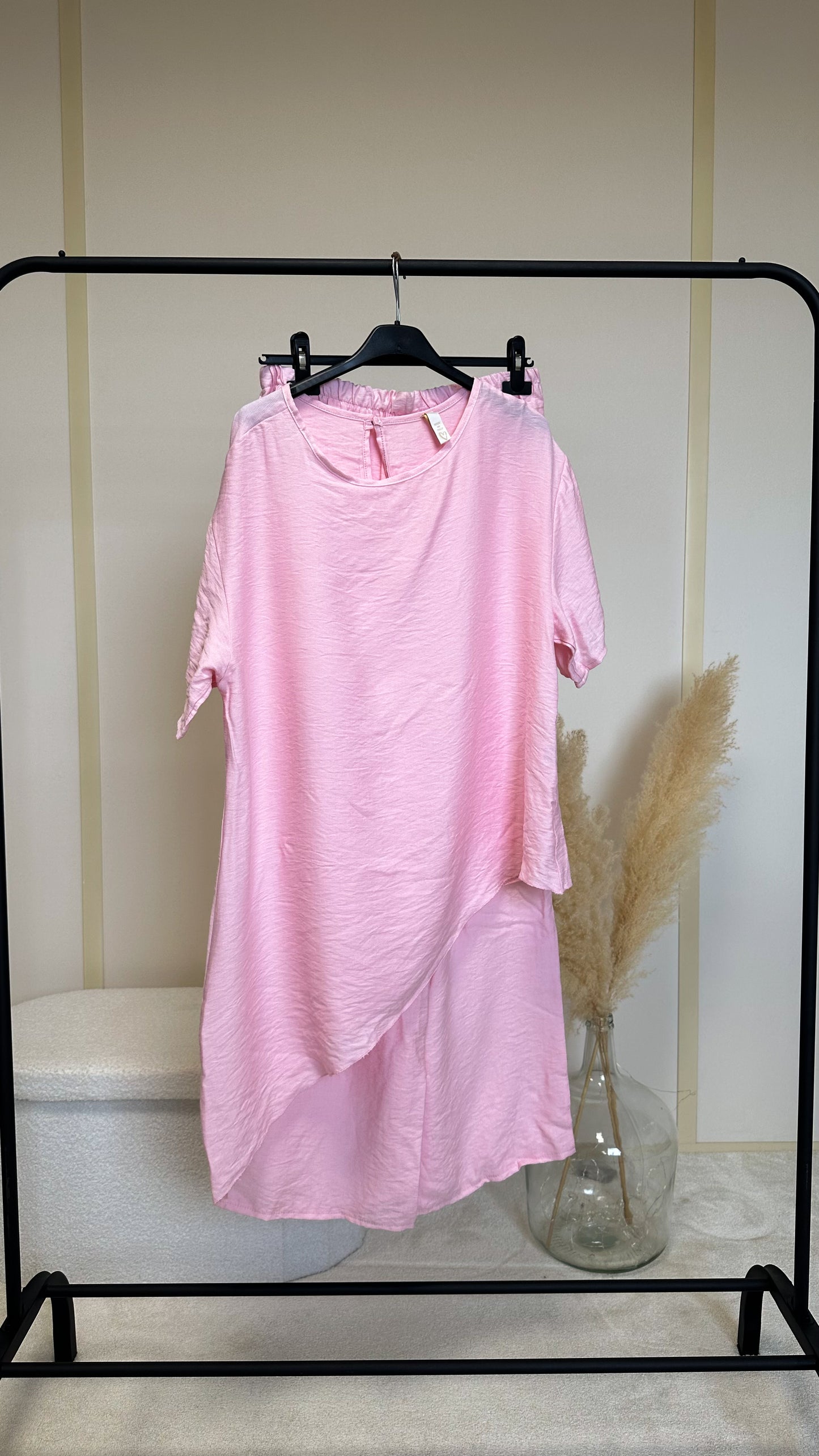 Ensemble asymétrique rose clair