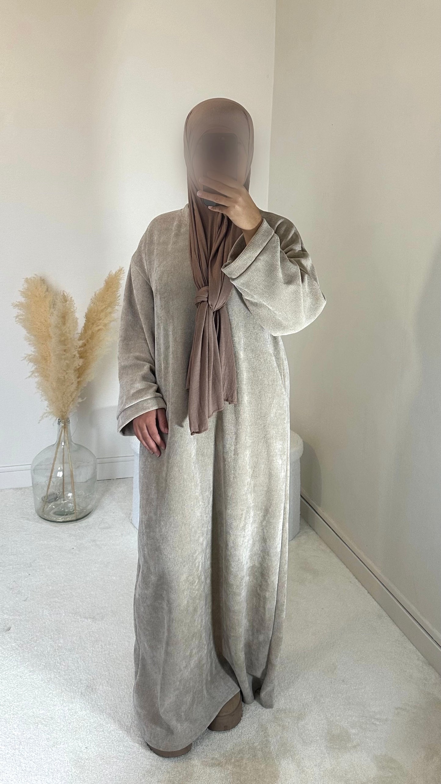 Robe velours taupe