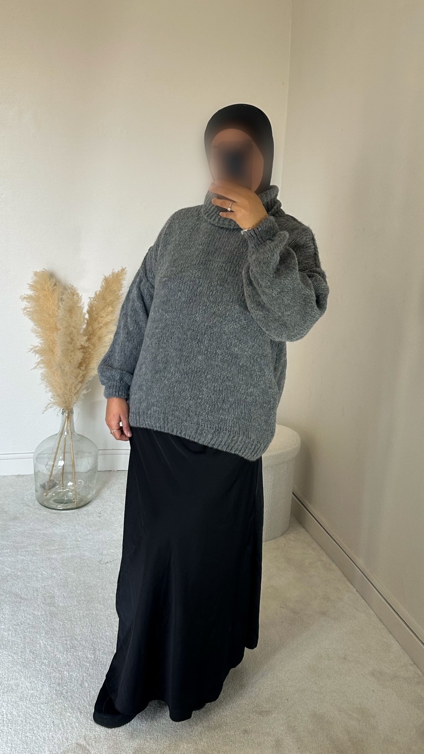 Pull oversize gris