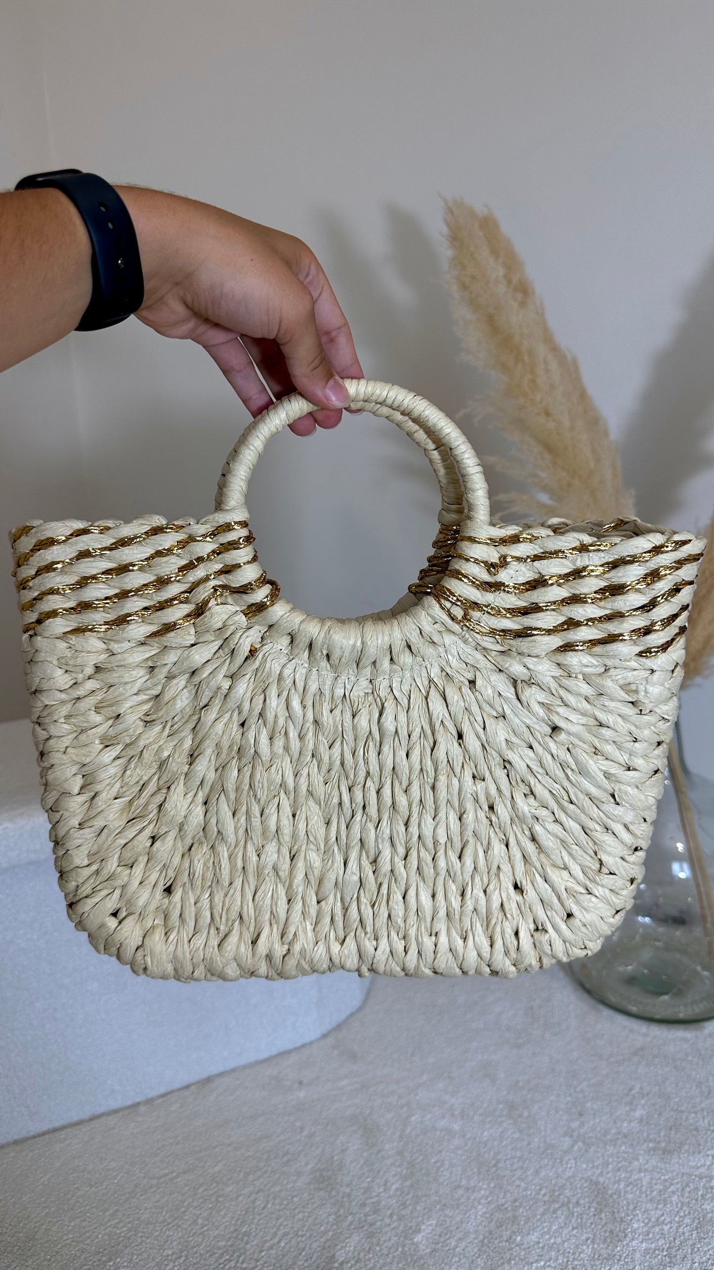 Sac en paille beige (grand)