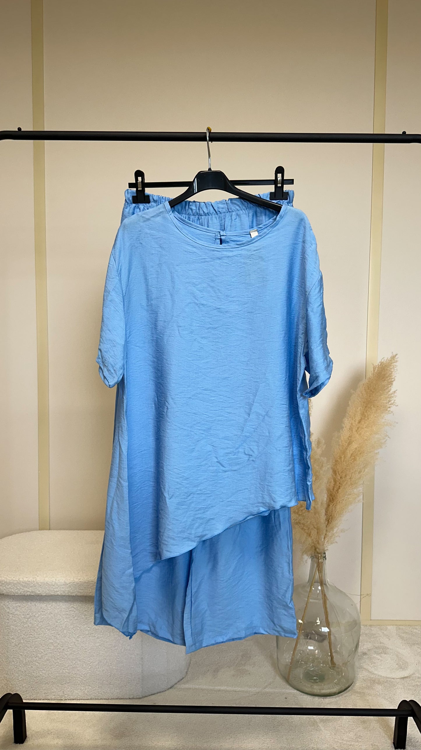 Ensemble asymétrique bleu ciel