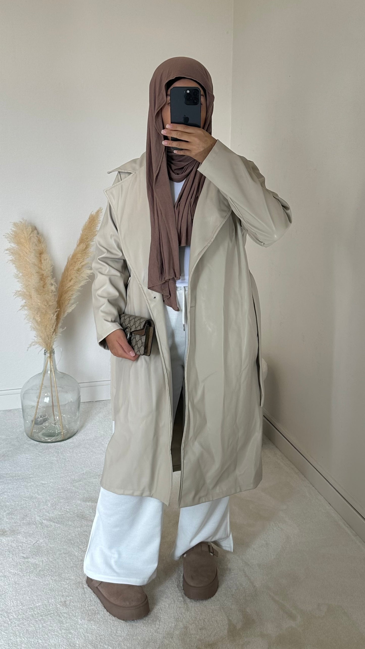 Trench simili cuir beige