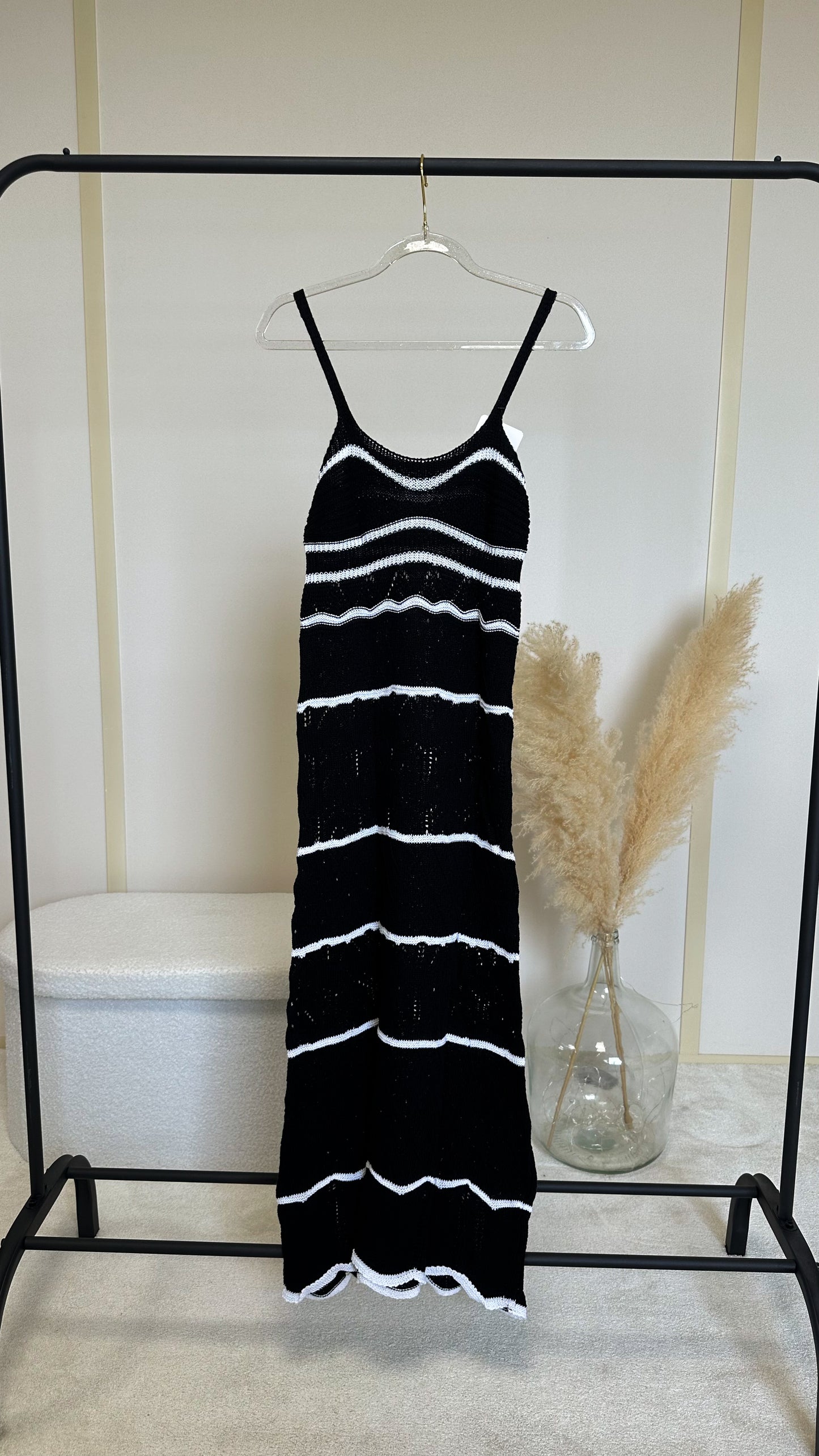 Robe en maille rayé noir