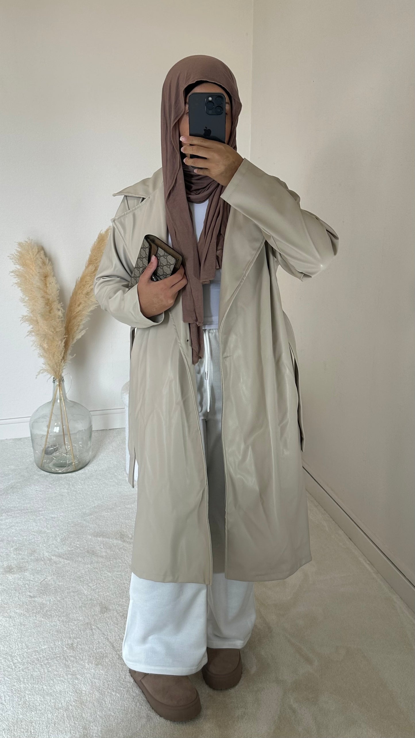 Trench simili cuir beige