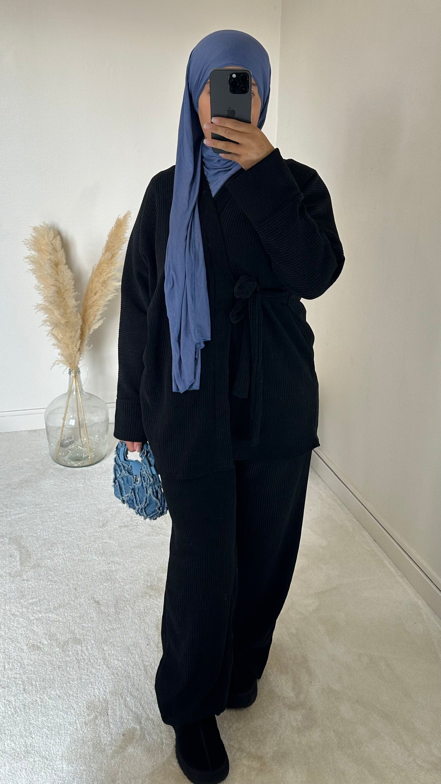 Ensemble velours cache-coeur noir