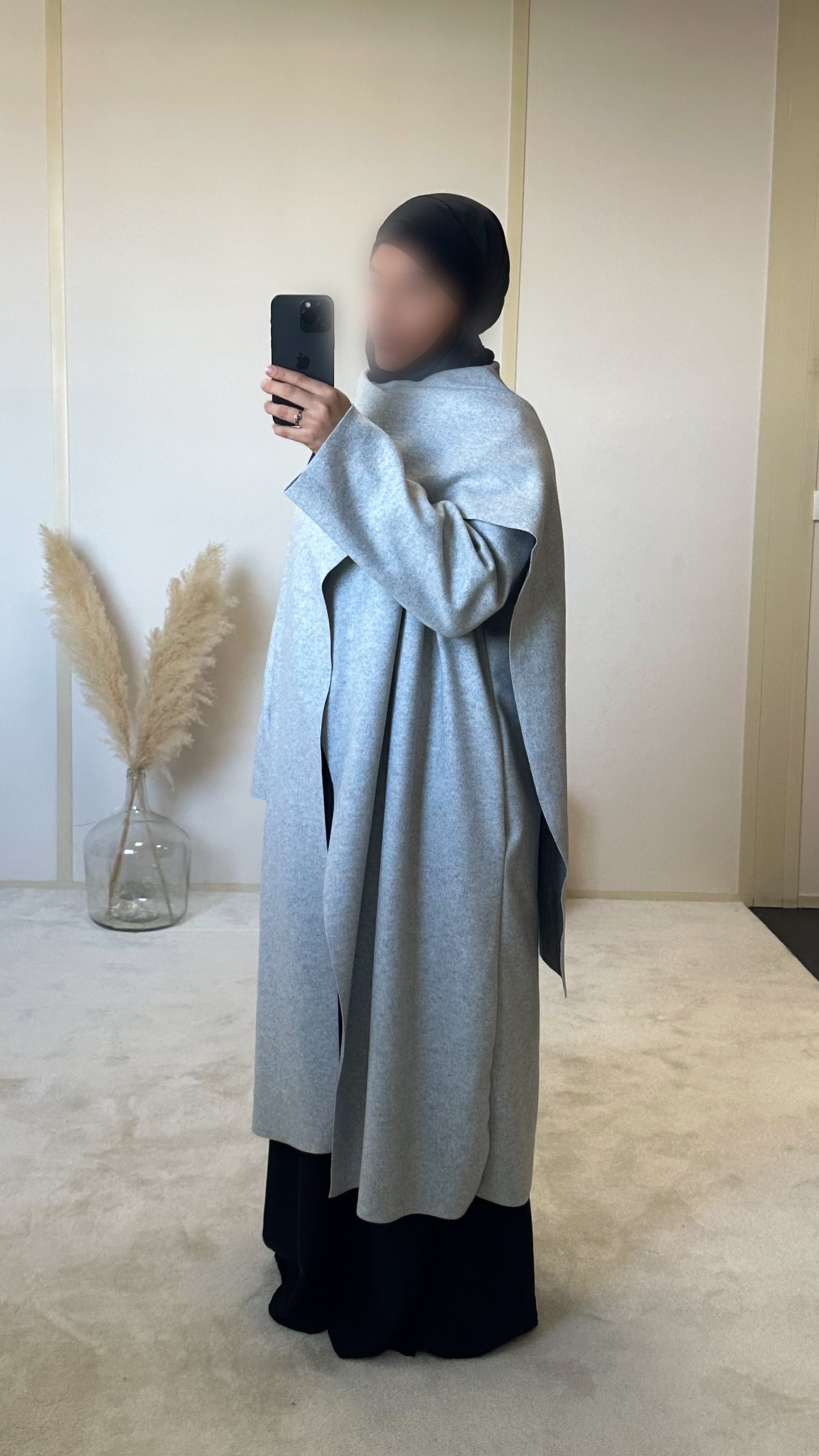 Manteau cape long gris