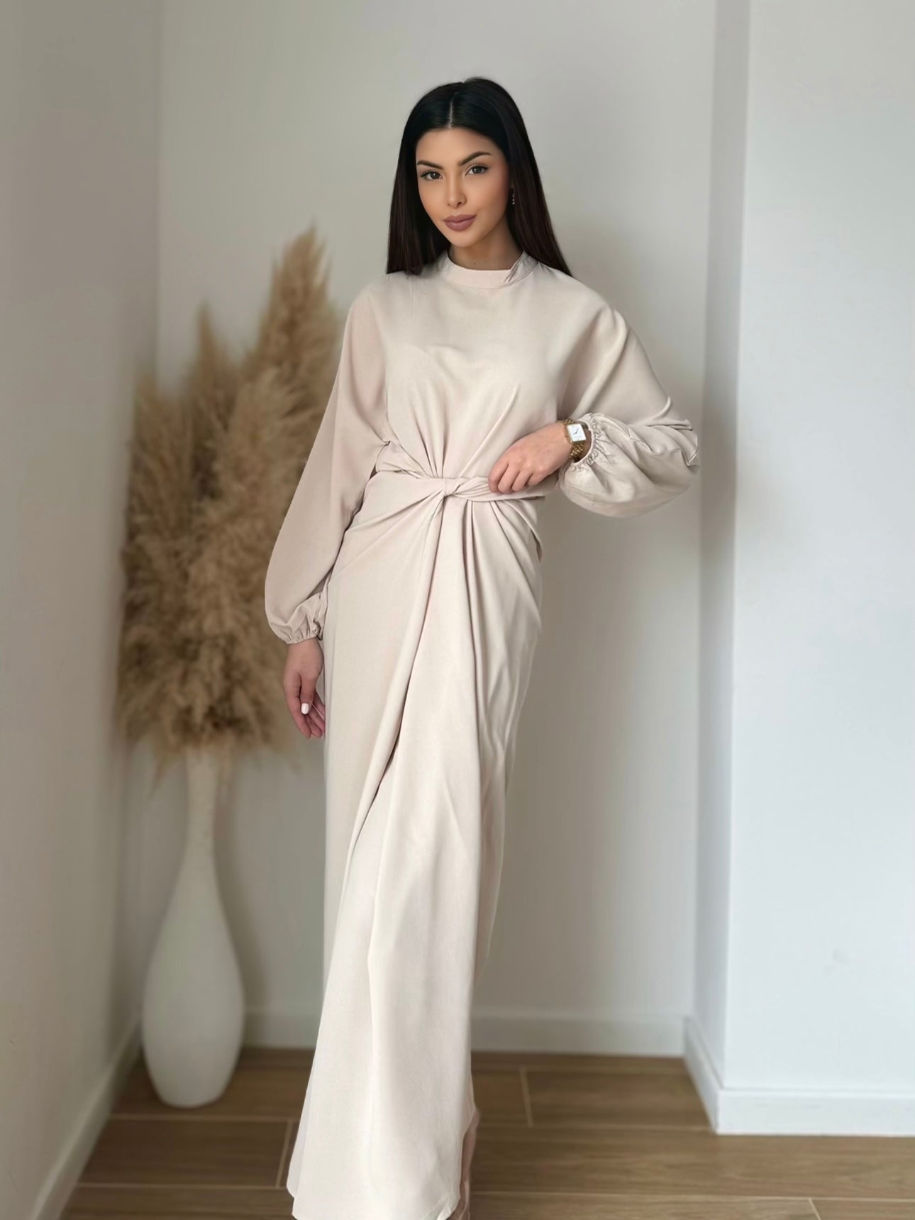 Robe à nouée beige