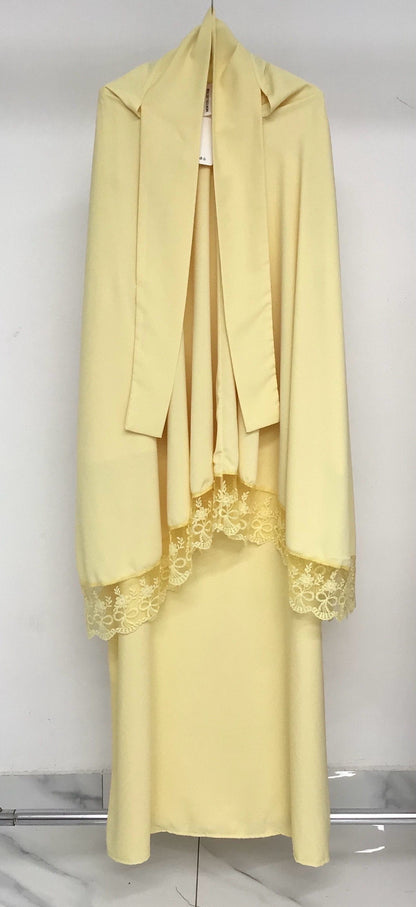 Ensemble de prière 2 pièces – Abaya & Khimar dentelle