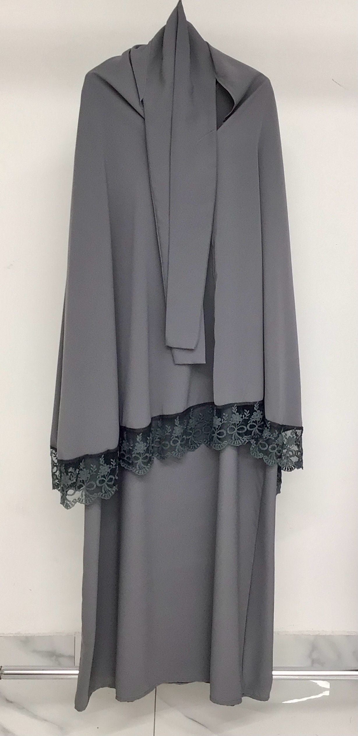 Ensemble de prière 2 pièces – Abaya & Khimar dentelle