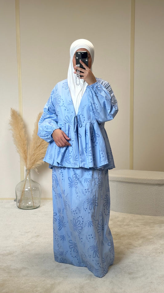 Ensemble jupe à motifs [bleu]