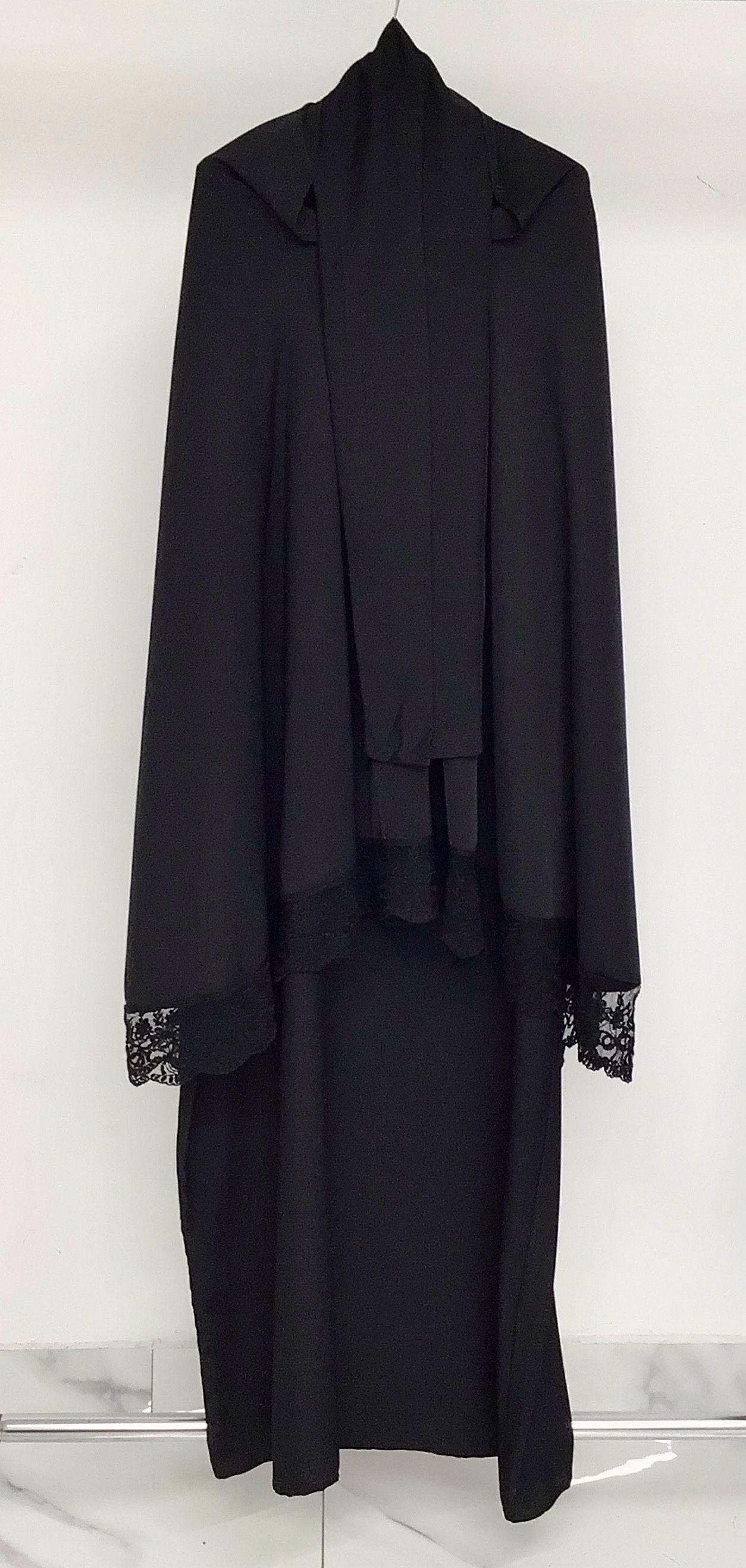Ensemble de prière 2 pièces – Abaya & Khimar dentelle