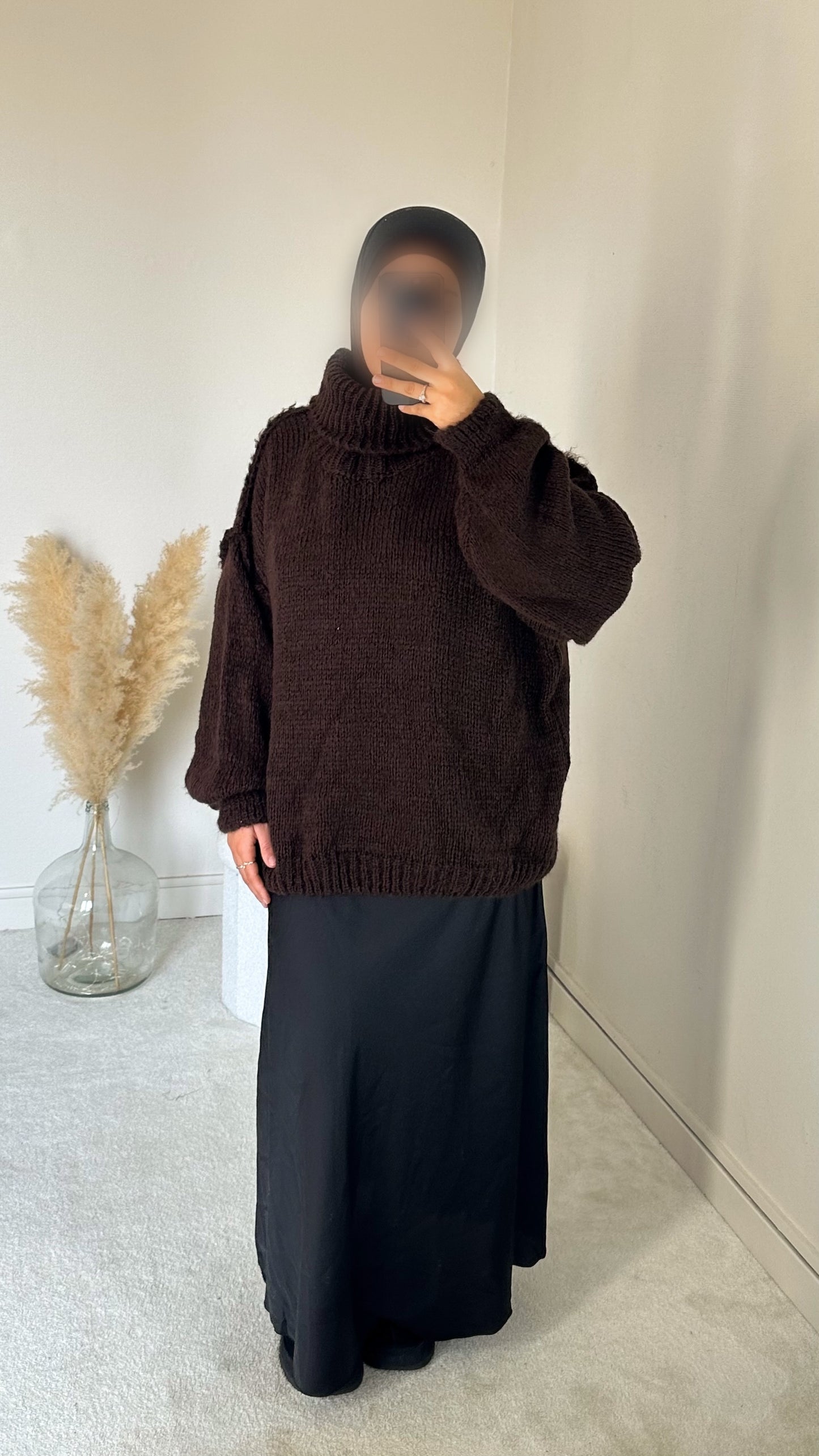 Pull oversize marron