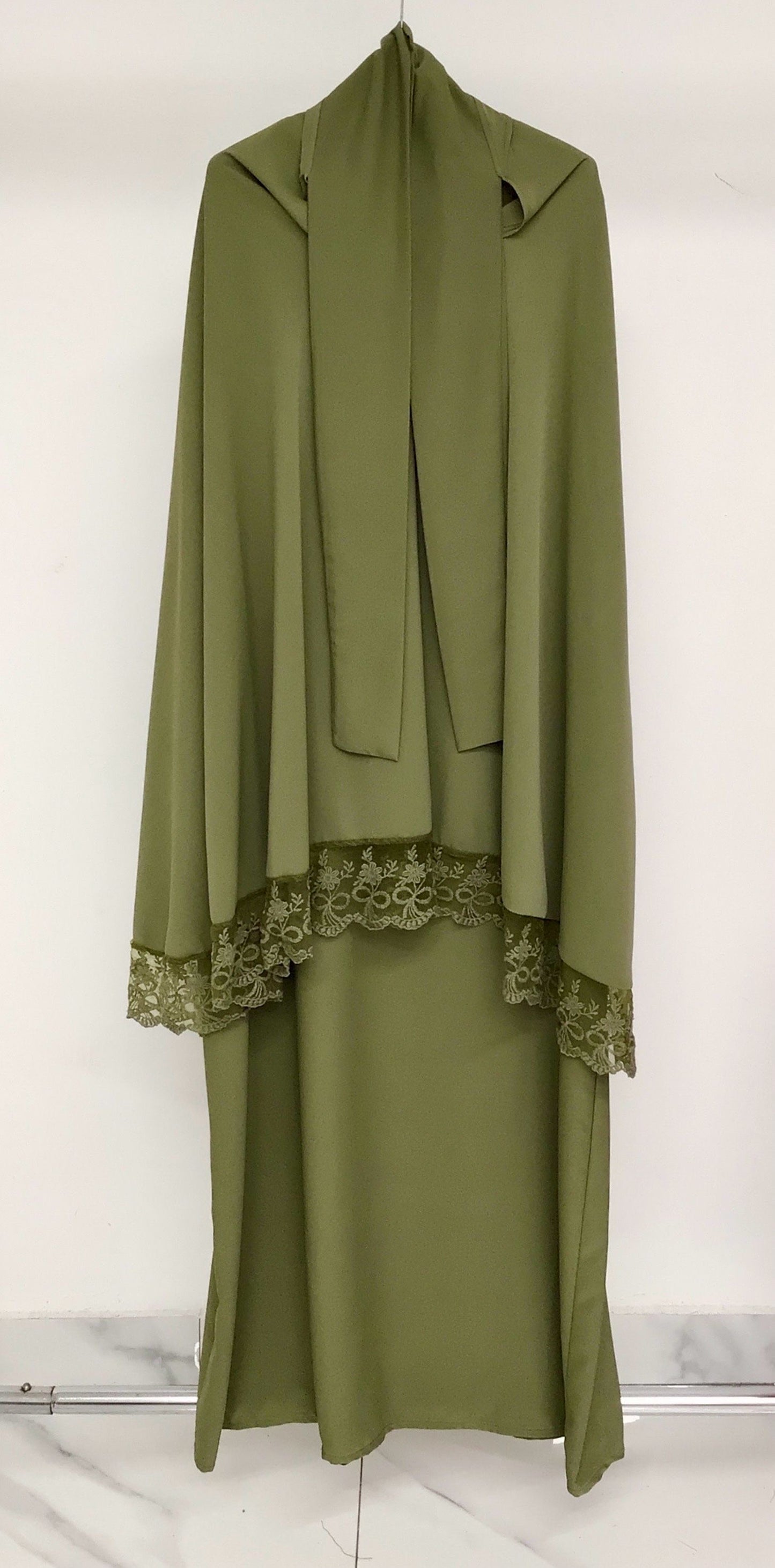 Ensemble de prière 2 pièces – Abaya & Khimar dentelle