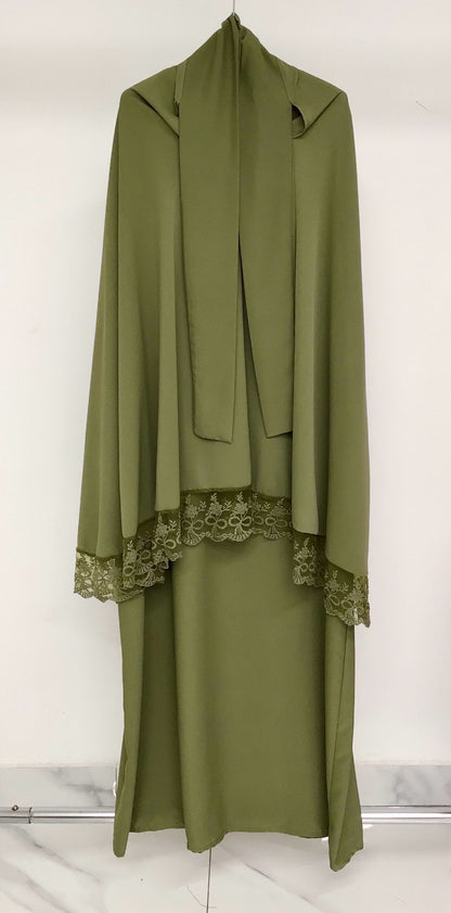 Ensemble de prière 2 pièces – Abaya & Khimar dentelle