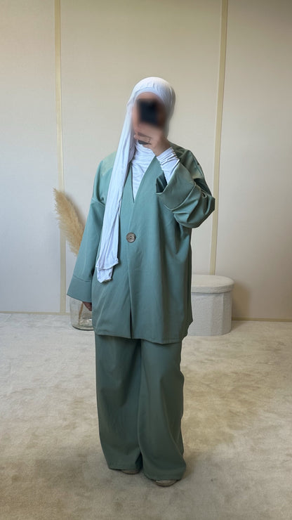 Ensemble à bouton vert clair