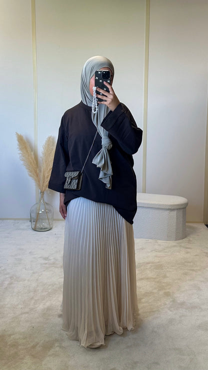 T shirt oversize manches longues [marron]
