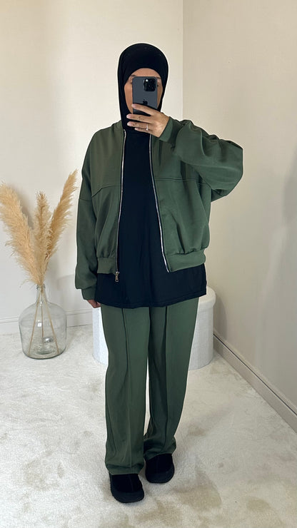Ensemble jogging à zip [ kaki ]