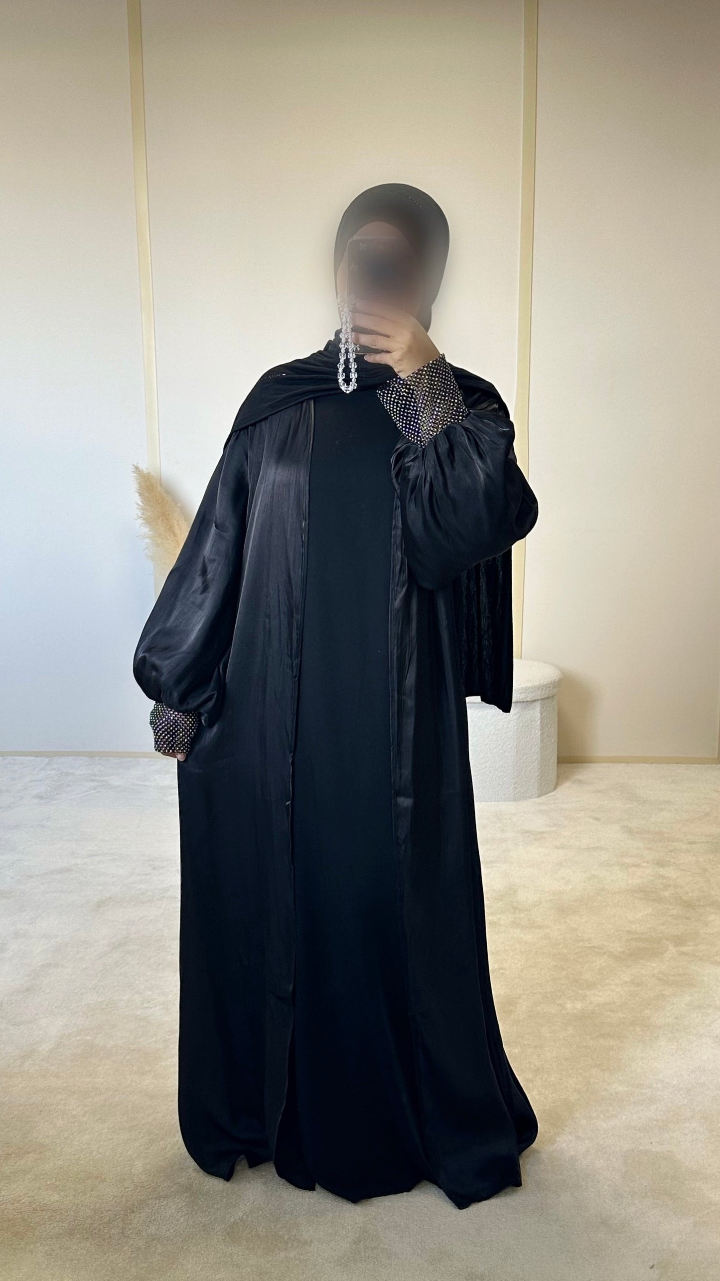 Kimono noir à strass