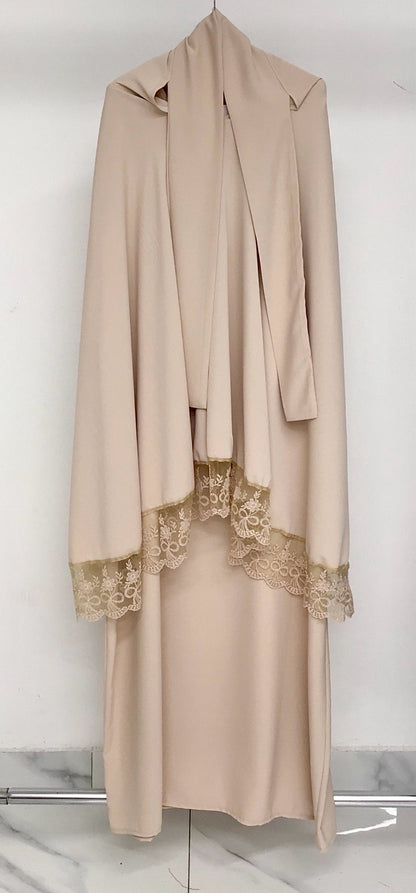Ensemble de prière 2 pièces – Abaya & Khimar dentelle