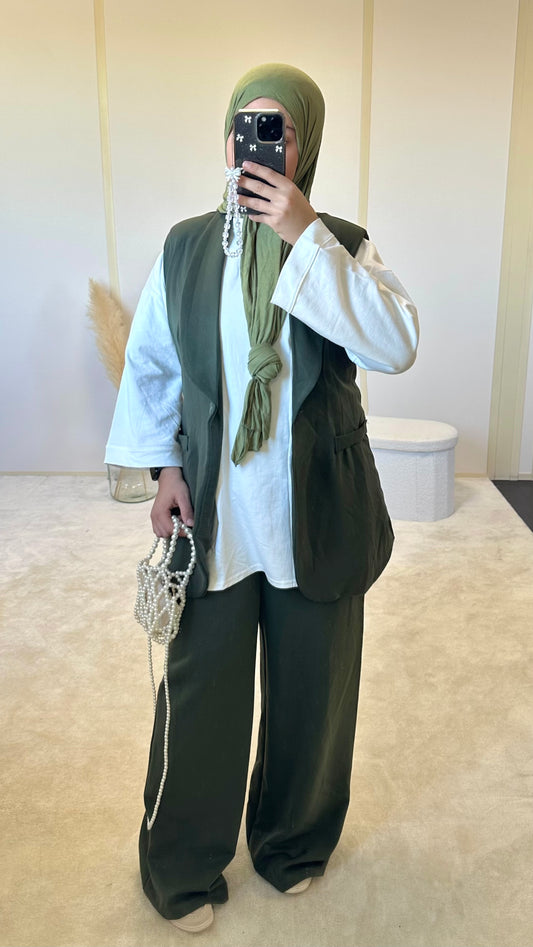 Ensemble blazer + pantalon [kaki]