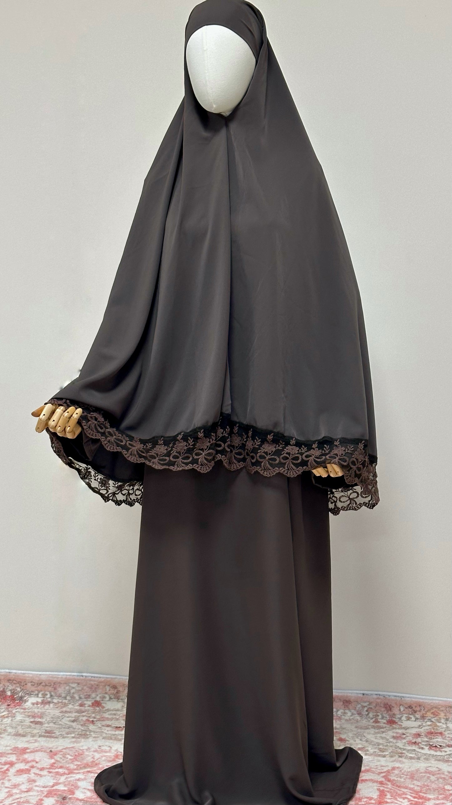 Ensemble de prière 2 pièces – Abaya & Khimar dentelle