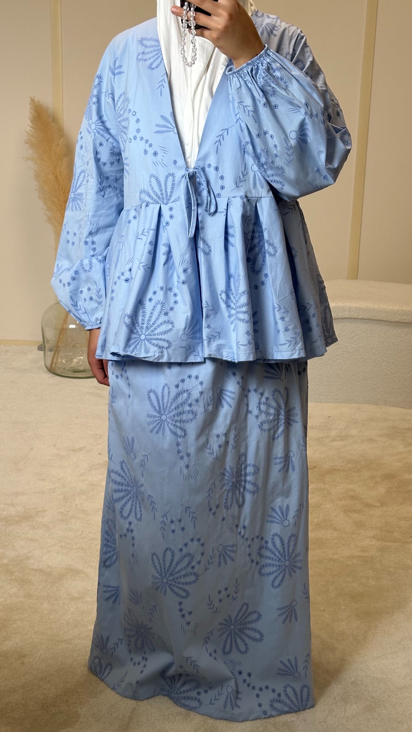 Ensemble jupe à motifs [bleu]