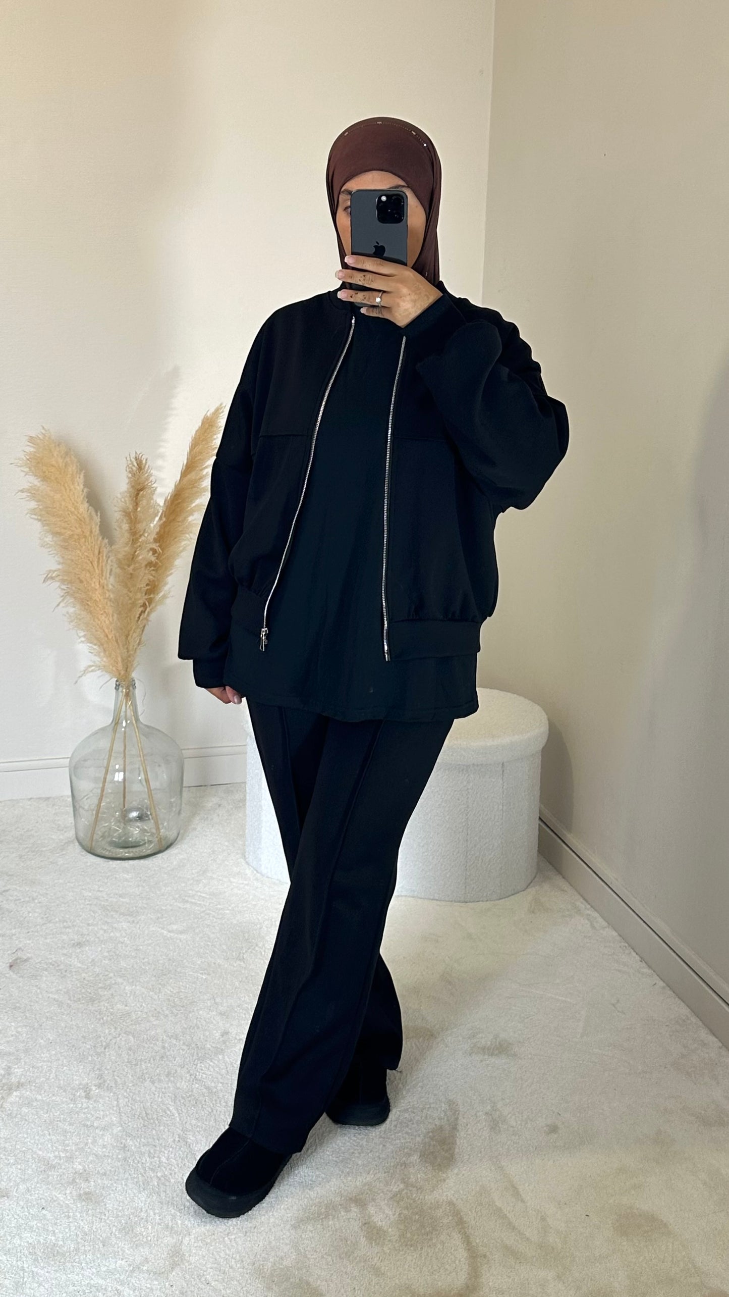 Ensemble jogging à zip [ noir ]