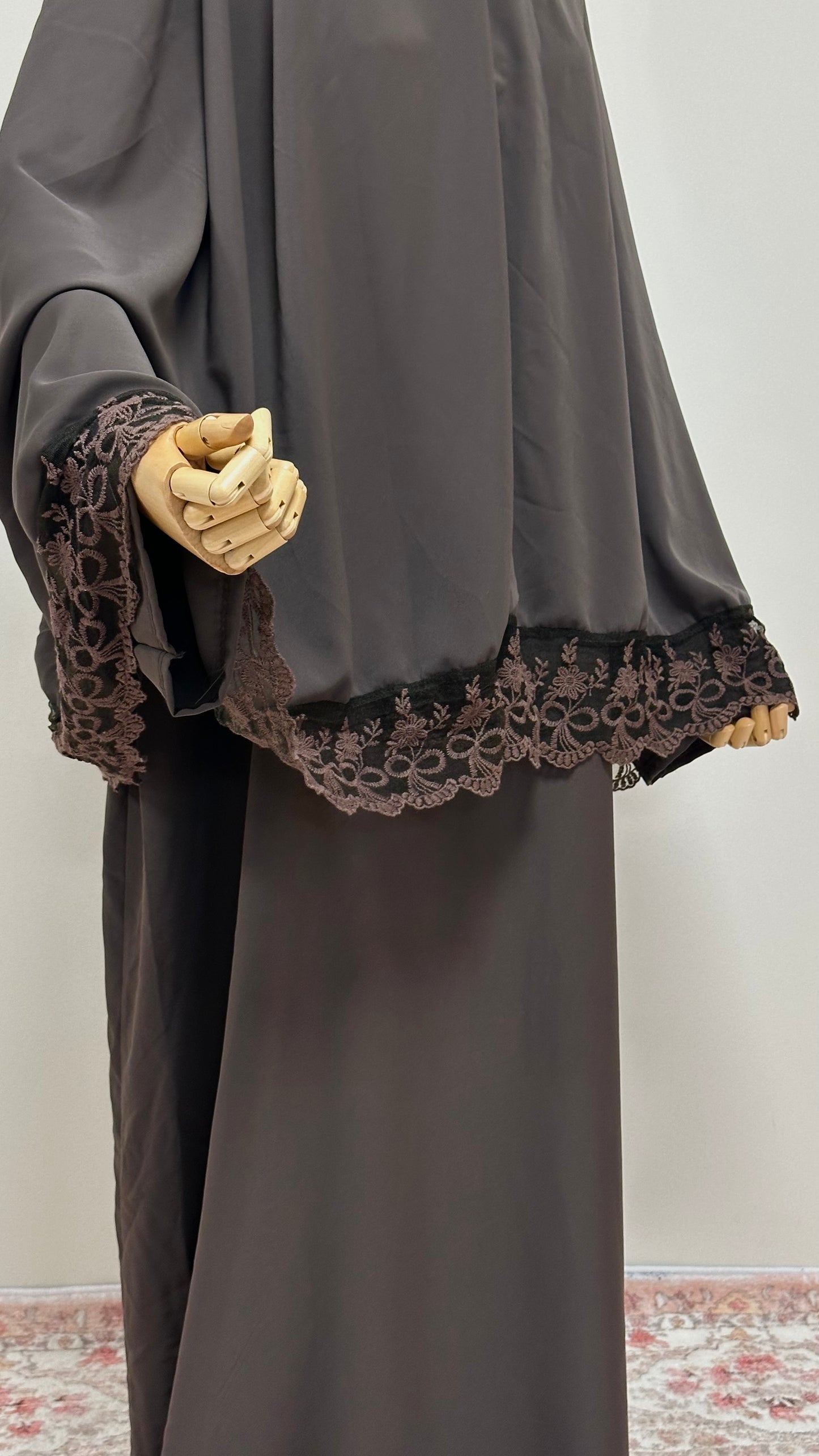 Ensemble de prière 2 pièces – Abaya & Khimar dentelle