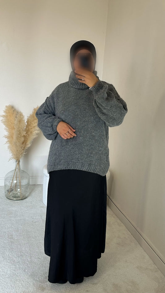 Pull oversize gris