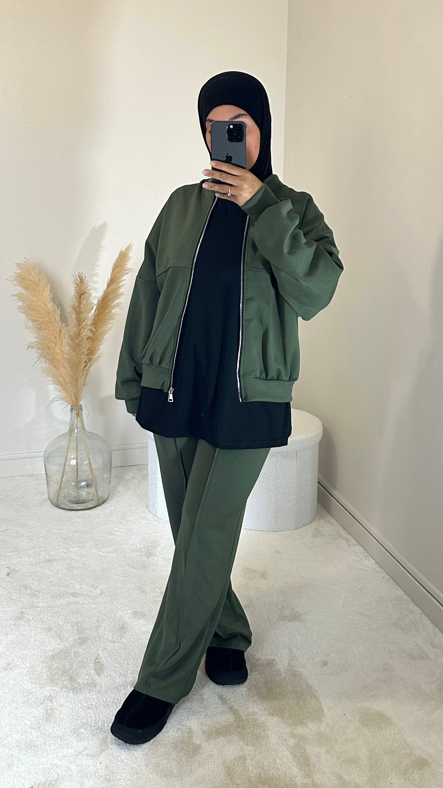 Ensemble jogging à zip [ kaki ]