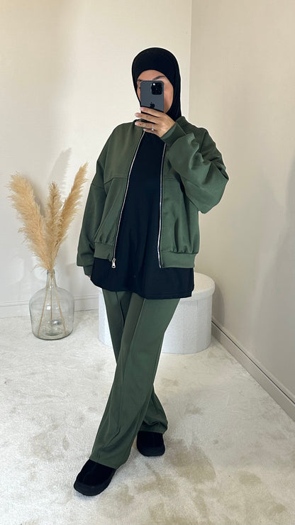 Ensemble jogging à zip [ kaki ]