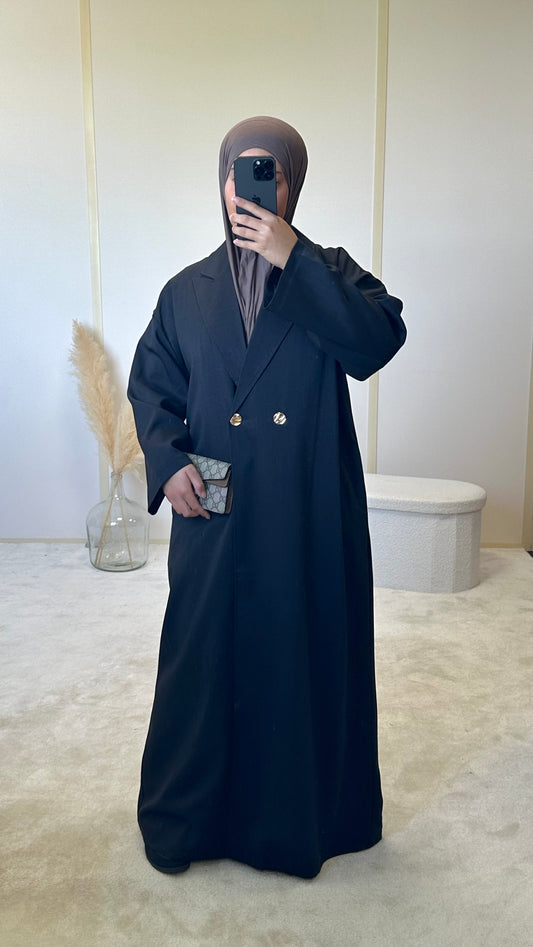 Robe blazer effet lin [noir]