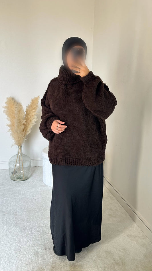Pull oversize marron