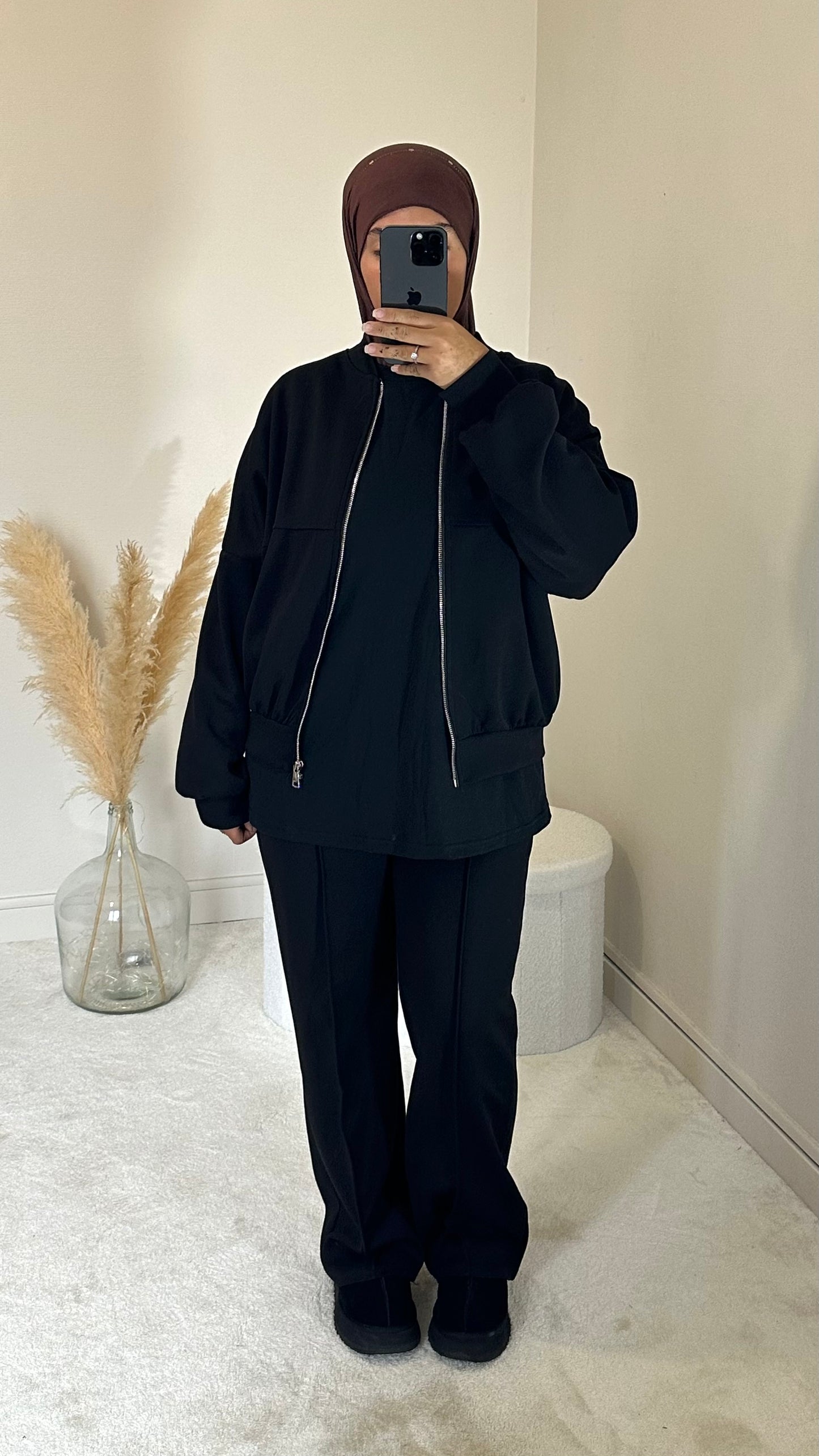 Ensemble jogging à zip [ noir ]