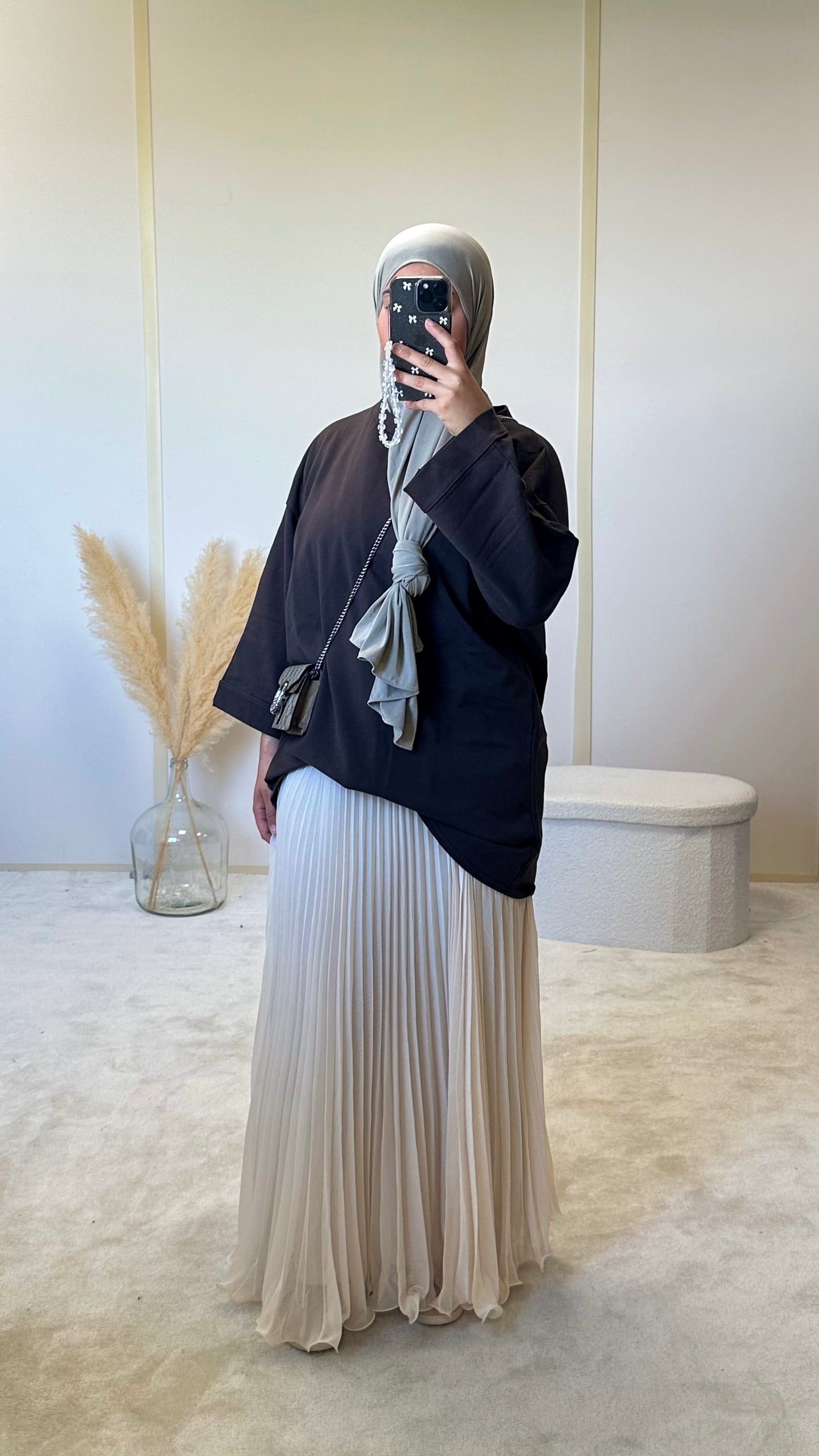 T shirt oversize manches longues [marron]
