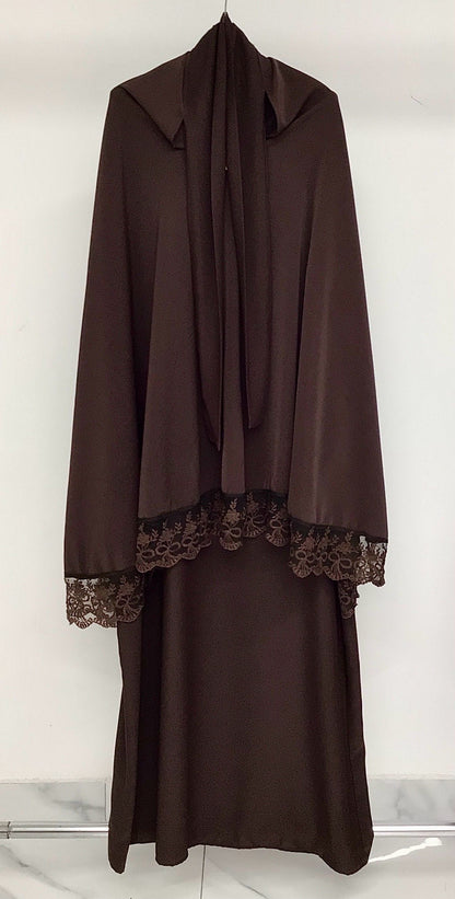 Ensemble de prière 2 pièces – Abaya & Khimar dentelle