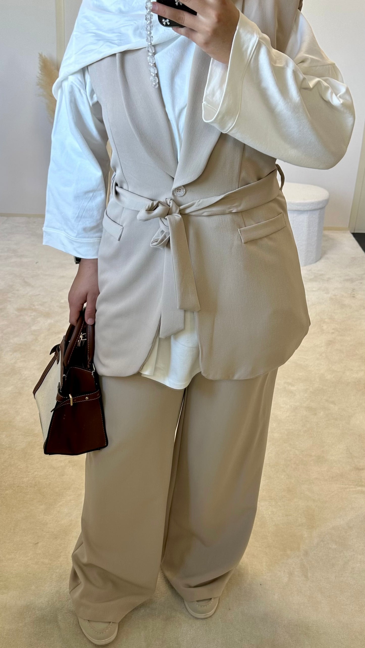 Ensemble blazer + pantalon [beige]