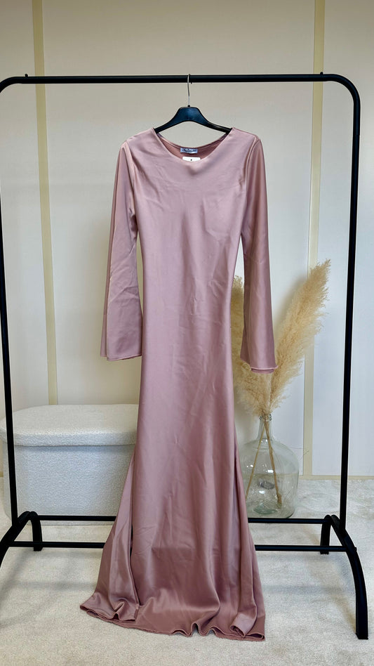 Robe satinée rose