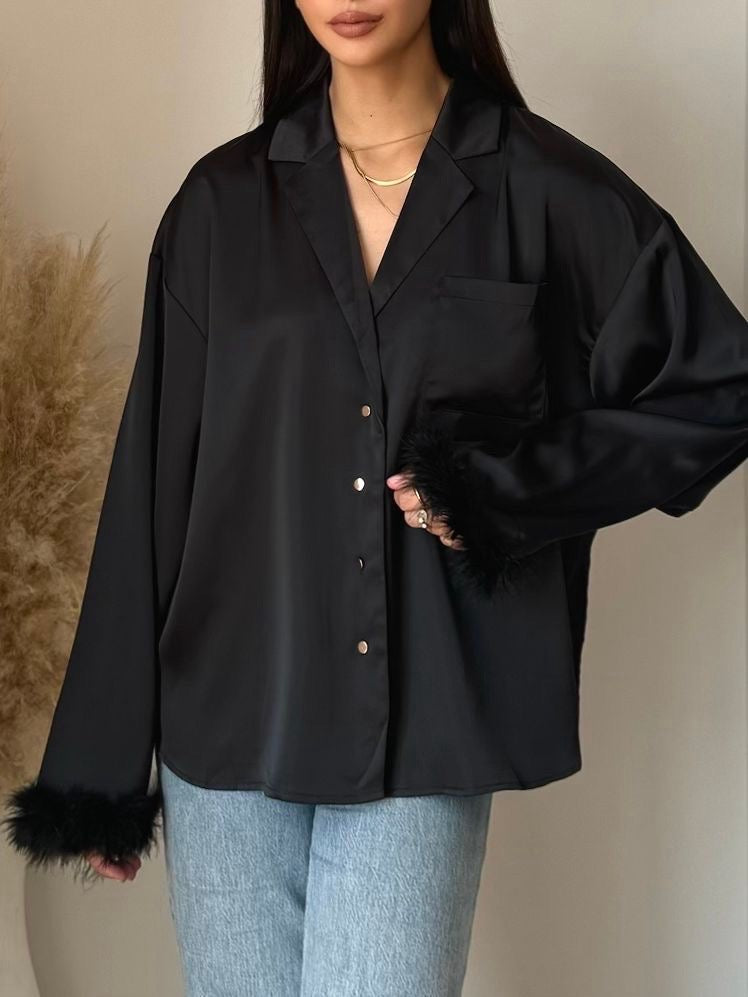 Chemise à plumes noir